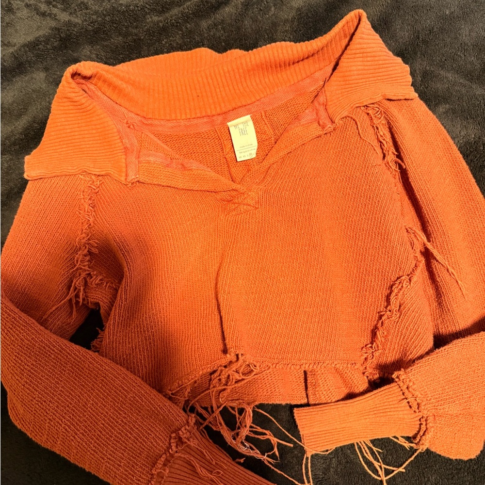 Free People Orange Cropped Sweater